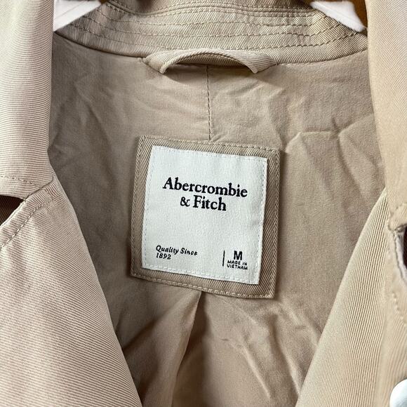 Abercrombie & Fitch Motorcycle Style Jacket M Tan Cotton Asymmetrical Zip - Picture 4 of 8